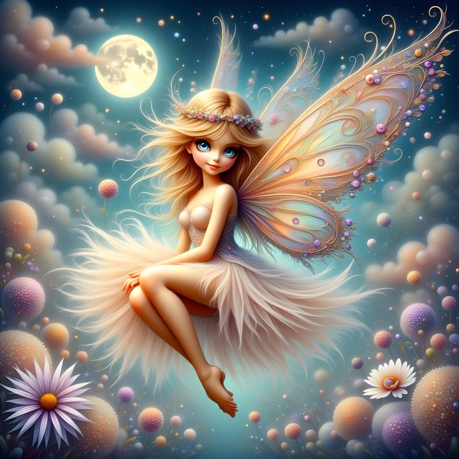 Ethereal Princess Fairy in Whimsical Art Nouveau Style