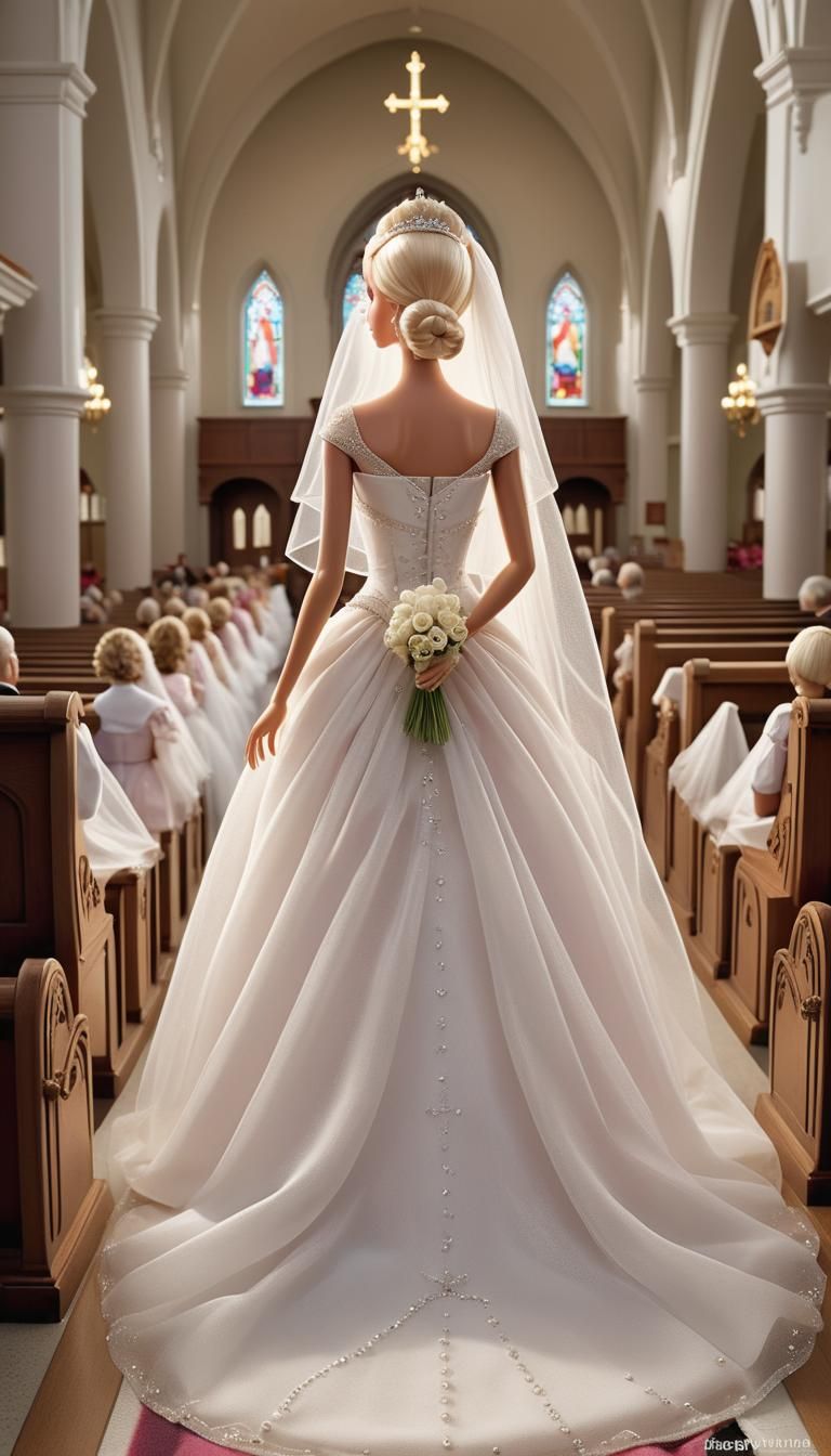 Beautiful Barbie Doll in a Fairycore Wedding Scene