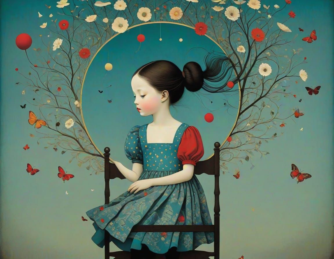 Dreamer's Surreal Landscape in Vibrant Pop Art Style