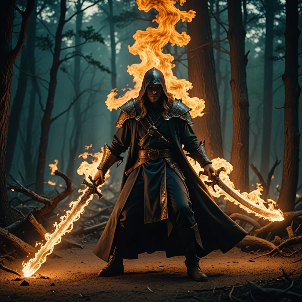 Cinematic Flamesword Sorcerer in Action