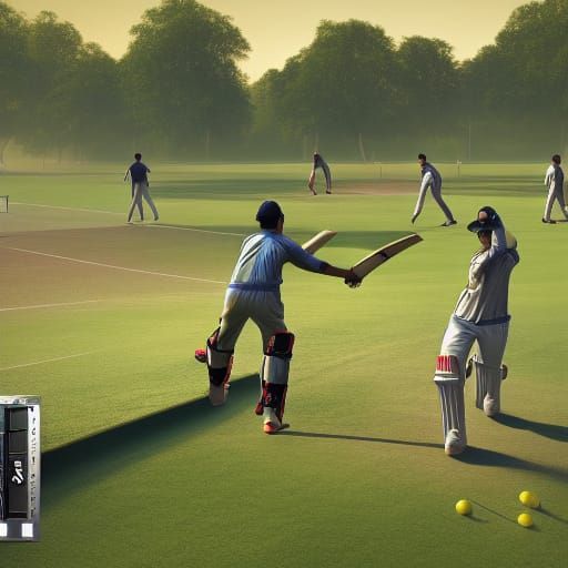 Detailed Cricket Match: Fantasy Concept Art