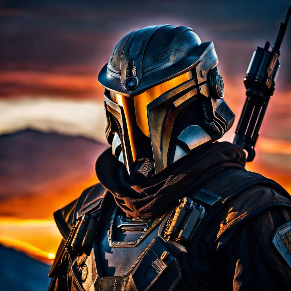 Sci-Fi Bounty Hunter Portrait on Alien Planet