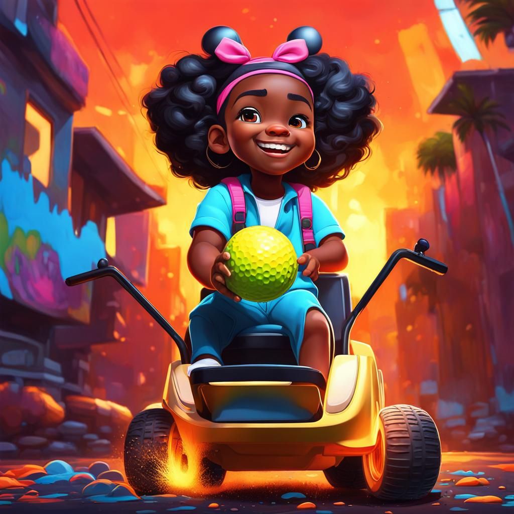 Child Golfer in Graffiti Art Style