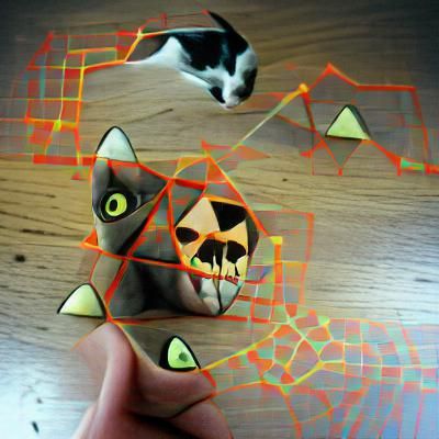 Abstract Geometric Cat with Spooky Vibes