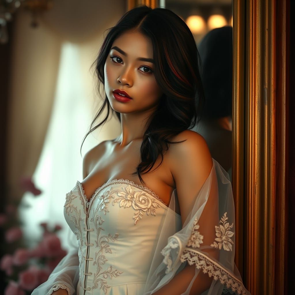 Ethereal Filipina Portrait in Sheer Ivory Gown