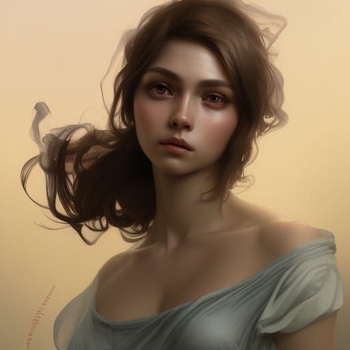 Beautiful Woman with Big Eyes: Hyperdetailed Portrait