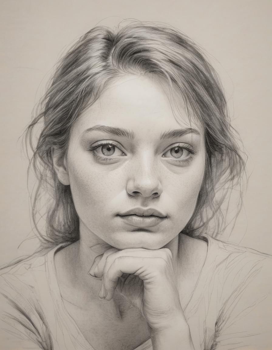 Expressive Pencil Sketch of a Young Woman