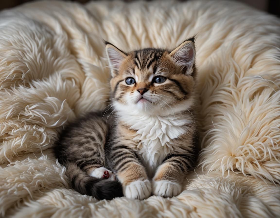 Sleeping Kitten in Sunlight, Professional Photography