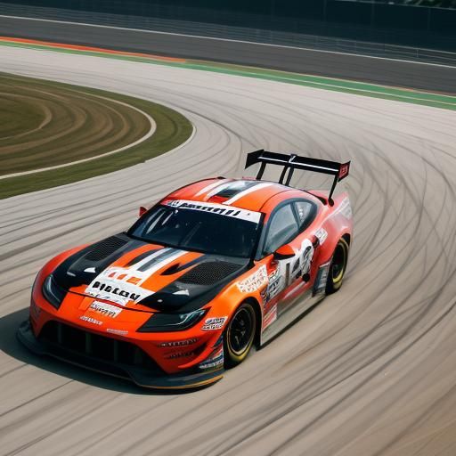 Drift Racing Car on Track in Sharp Focus