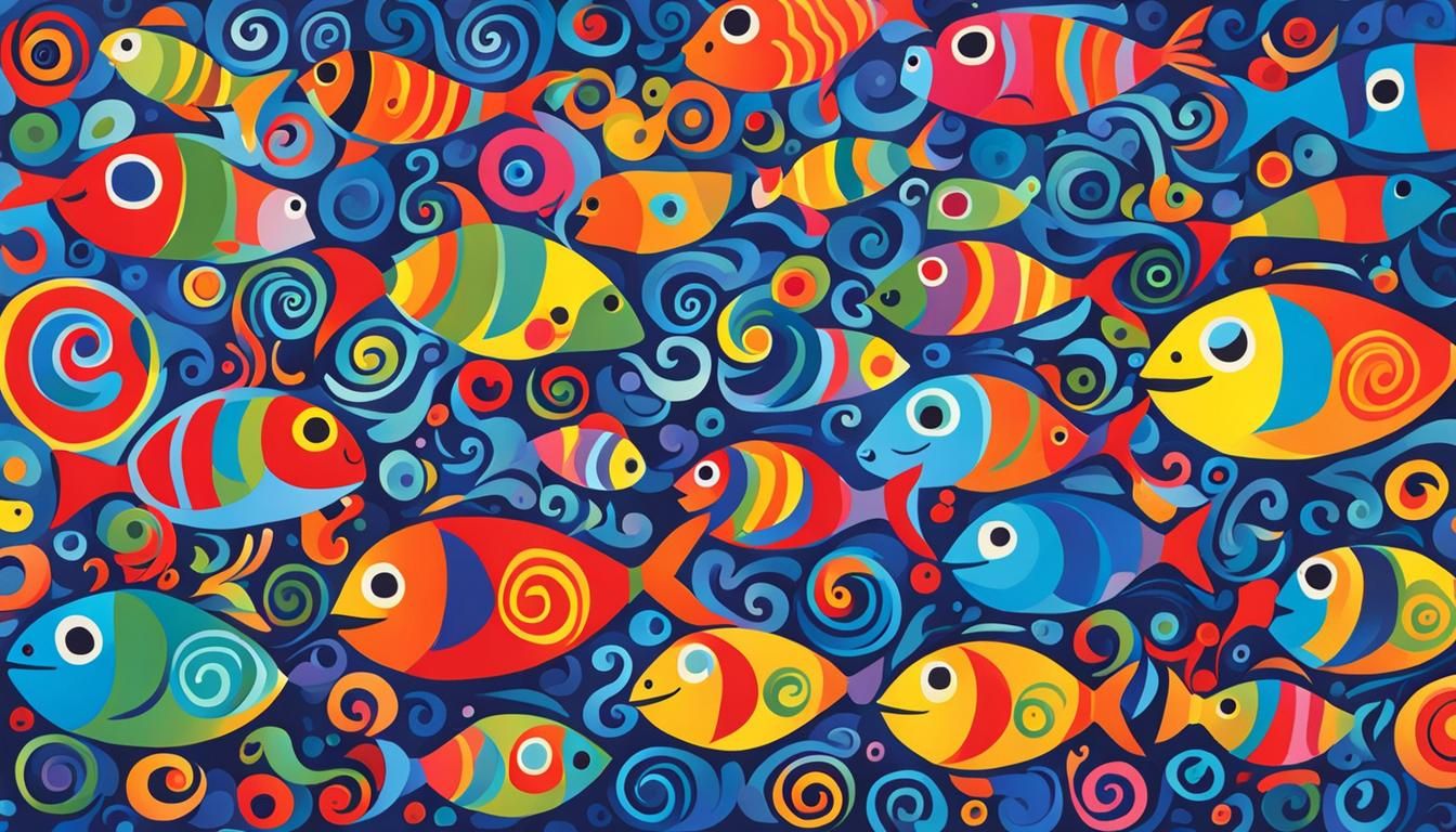Vibrant Fish Spirals in the Style of Matisse