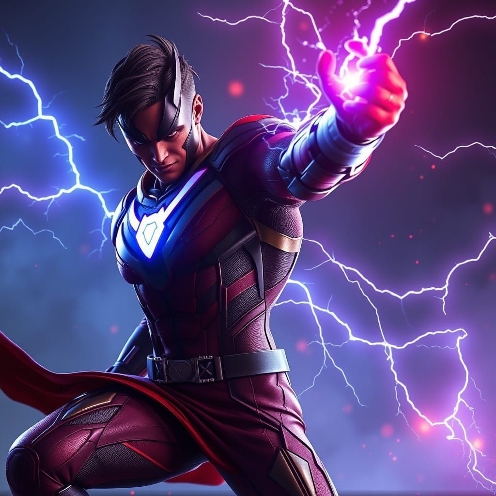 Epic Lightning Warrior in Vibrant Cinematic Style
