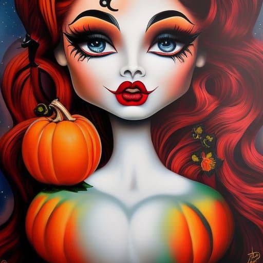 Pumpkin Pinup in Comic Book Art Style