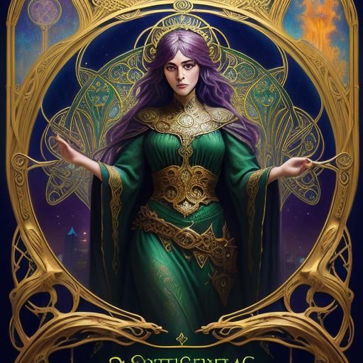 Celtic Goddess in Art Nouveau Frame