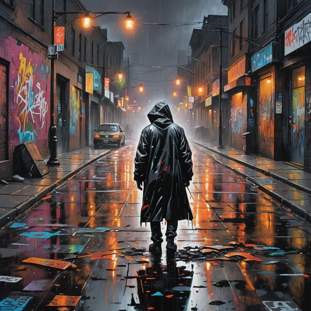 Mourning Figure in Graffiti Art Style