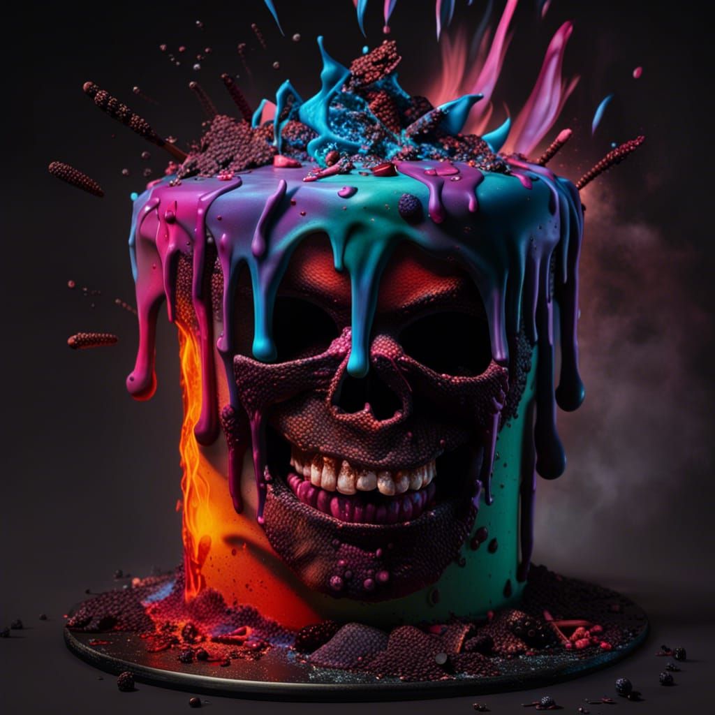 Hyperrealistic Goth Cake Baking in Hellscape