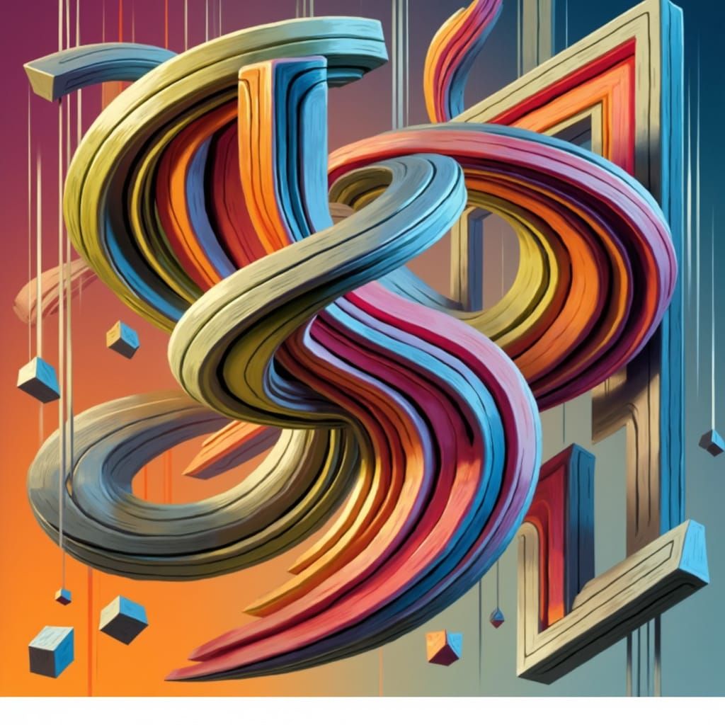 Vibrant Abstract Art with Swirling Ribbons in Dynamic Moveme...