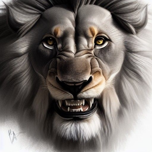 Anthropomorphic Lion Roaring: Fantasy Digital Painting