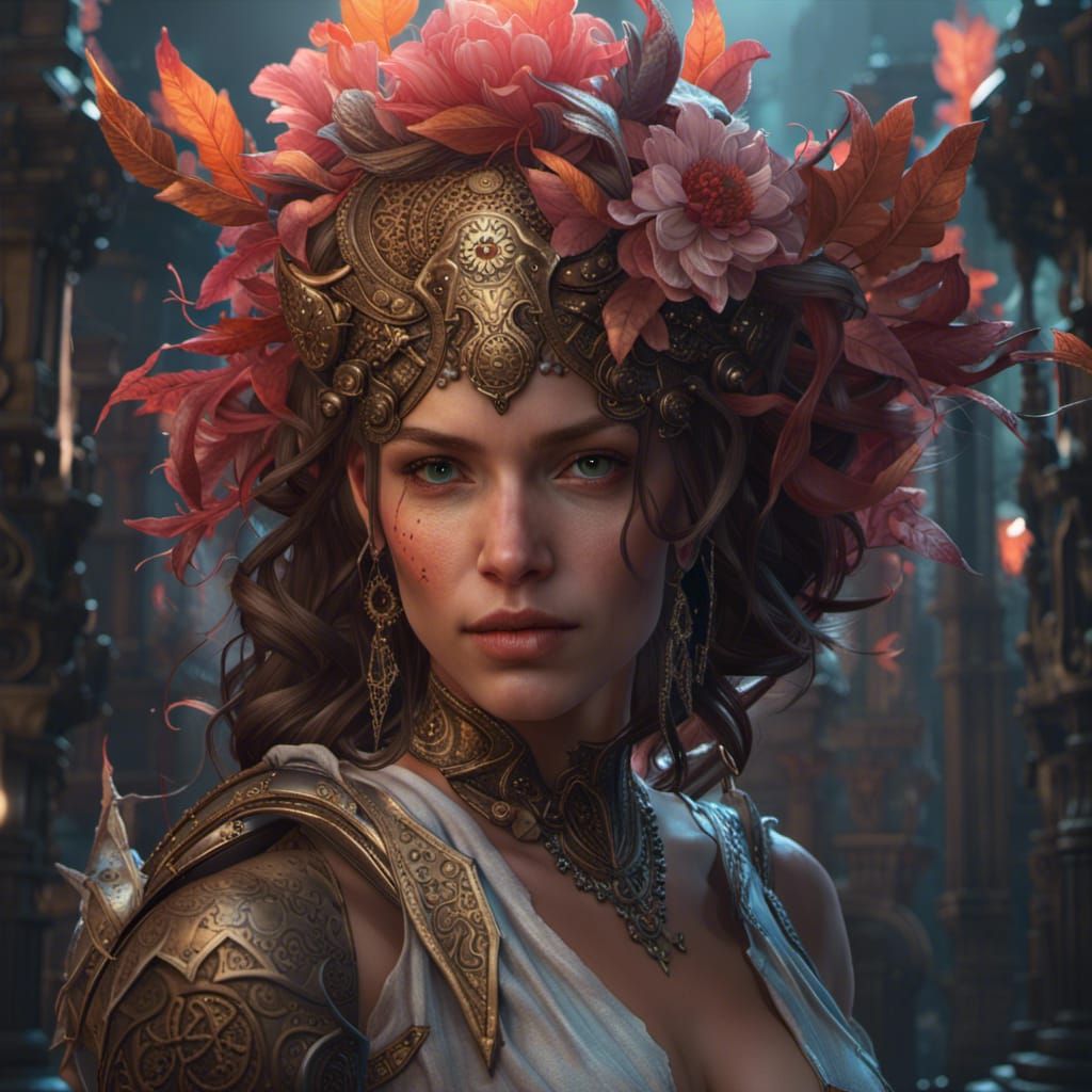 Dark Fantasy Girl, Hyperdetailed Art Nouveau Portrait