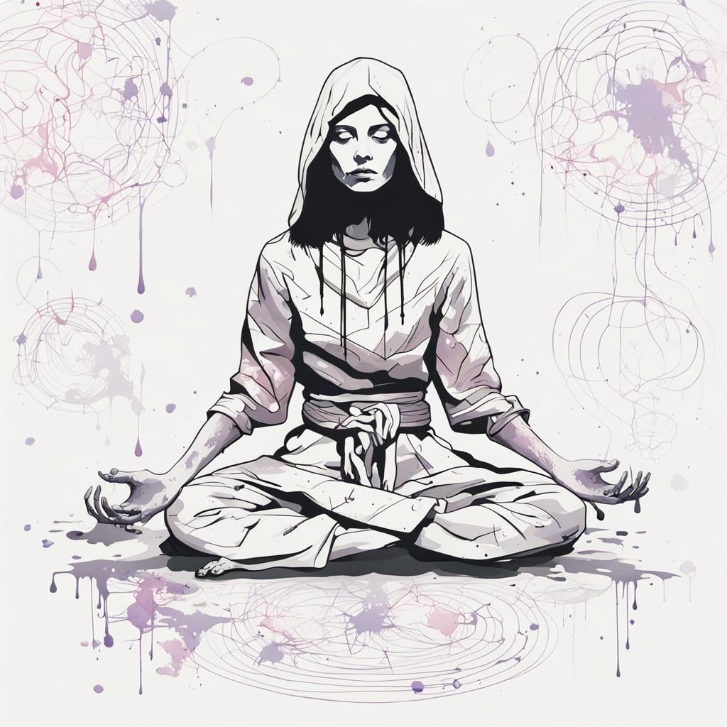 Meditative Women: Graffiti Art on White