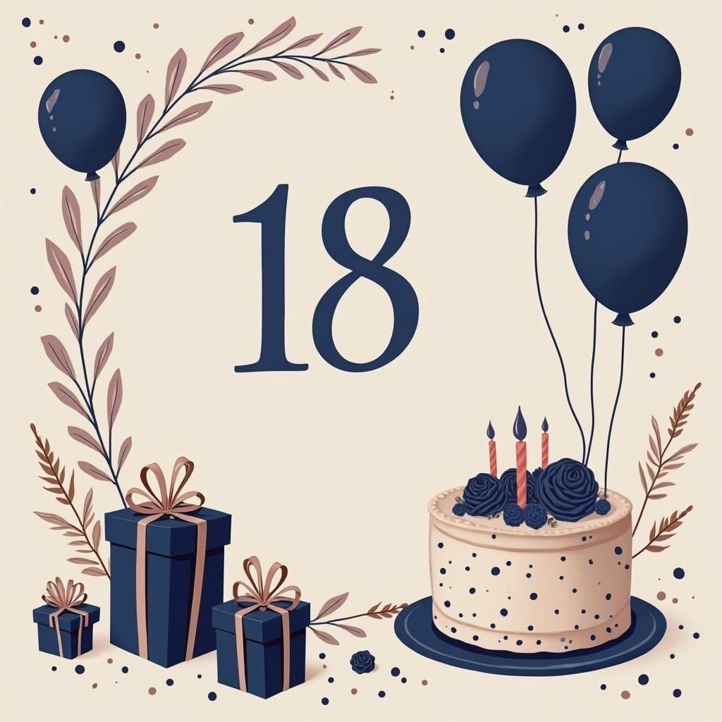 Elegant Minimalist 18th Birthday Invitation Design