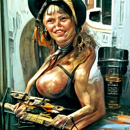 Beautiful Woman Portrait in Oil Paint