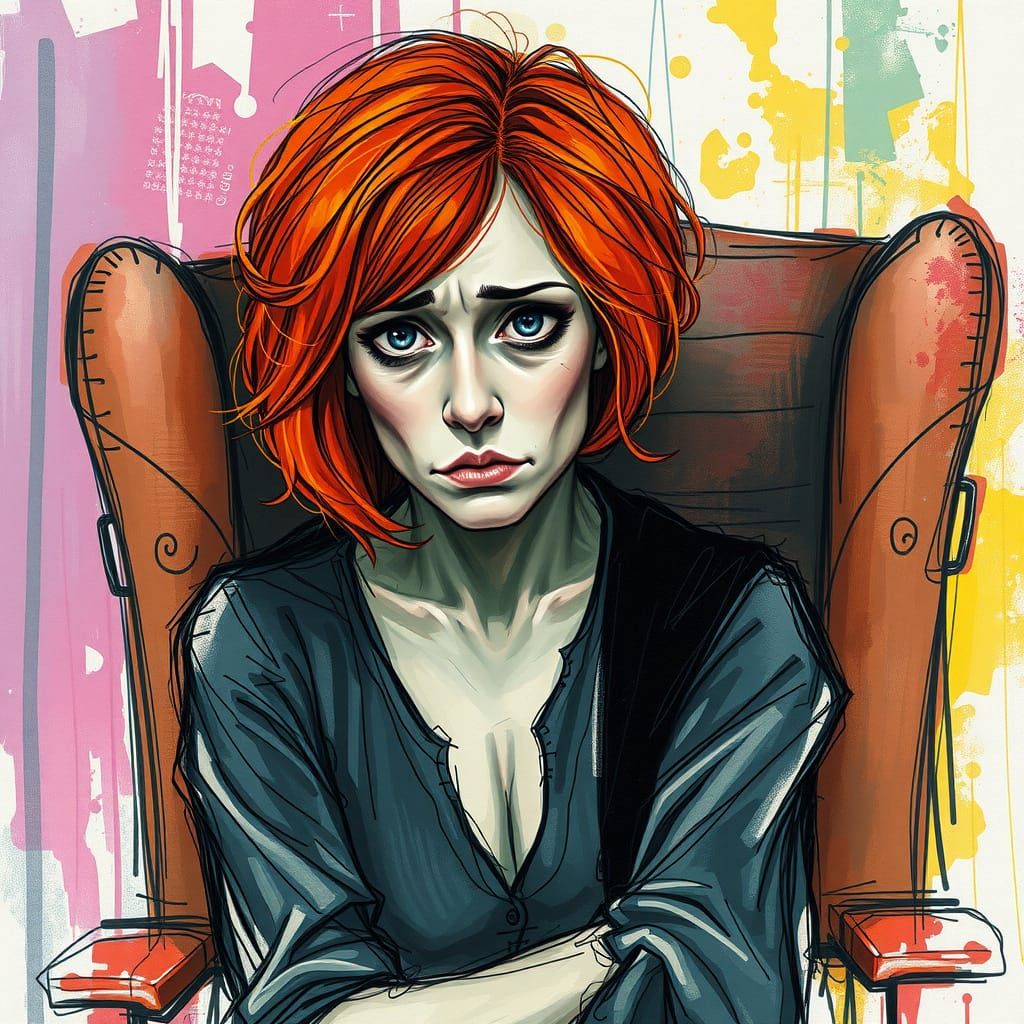 Distraught Woman Portrait in Sinister Fantasy Style