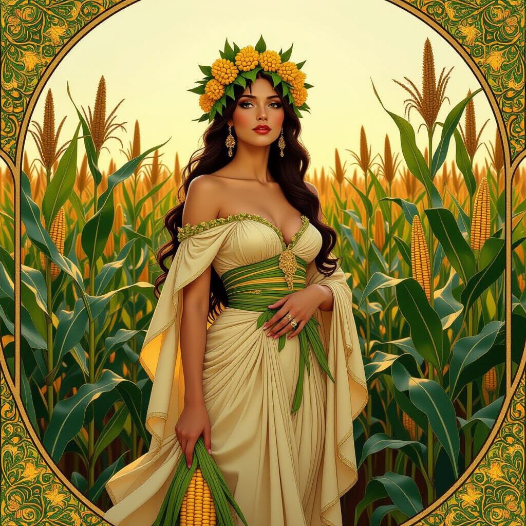 Corn Goddess in Art Nouveau Style