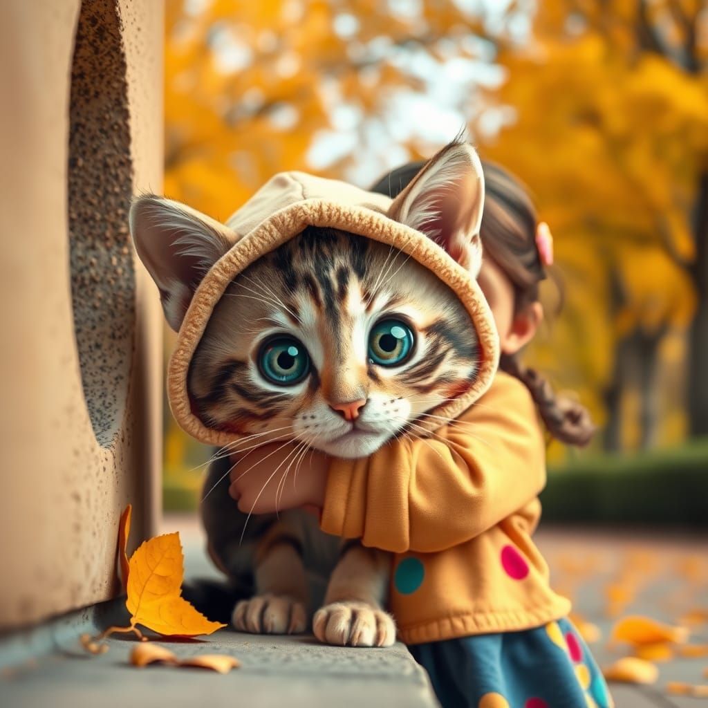 Adorable Kitten Peeks Out, Pixar-Inspired 3D Render