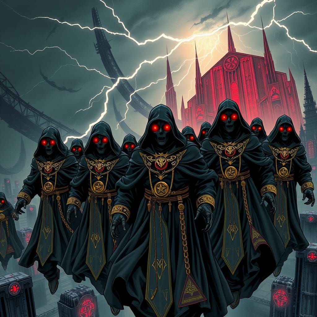 Glowing Red Eyes Illuminate Futuristic Cityscape