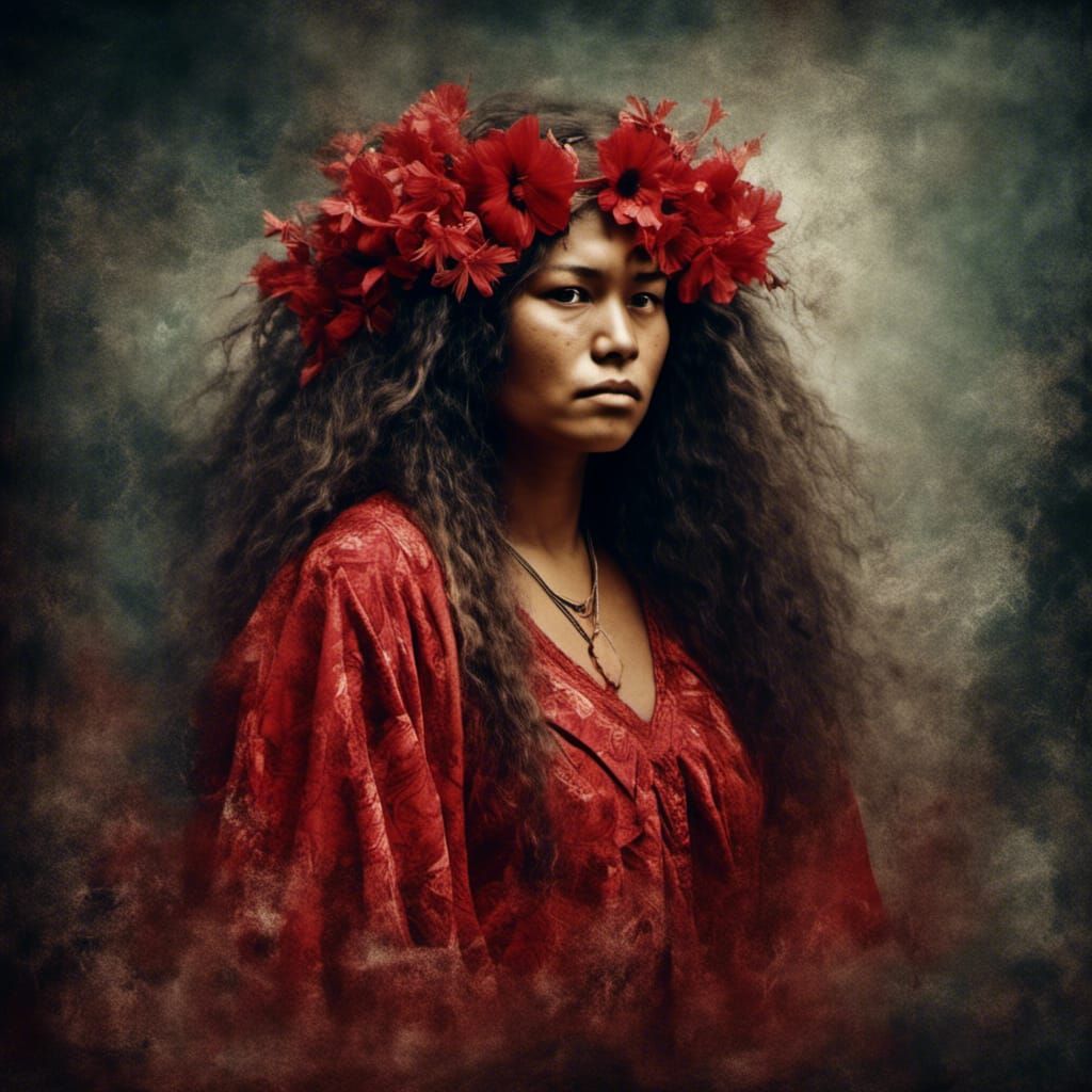 Samoan Spirit Teine Sa in Red Dress