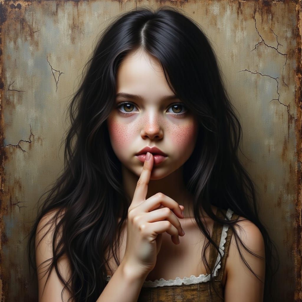 Mysterious Young Girl in a Whimsical, Surreal Setting