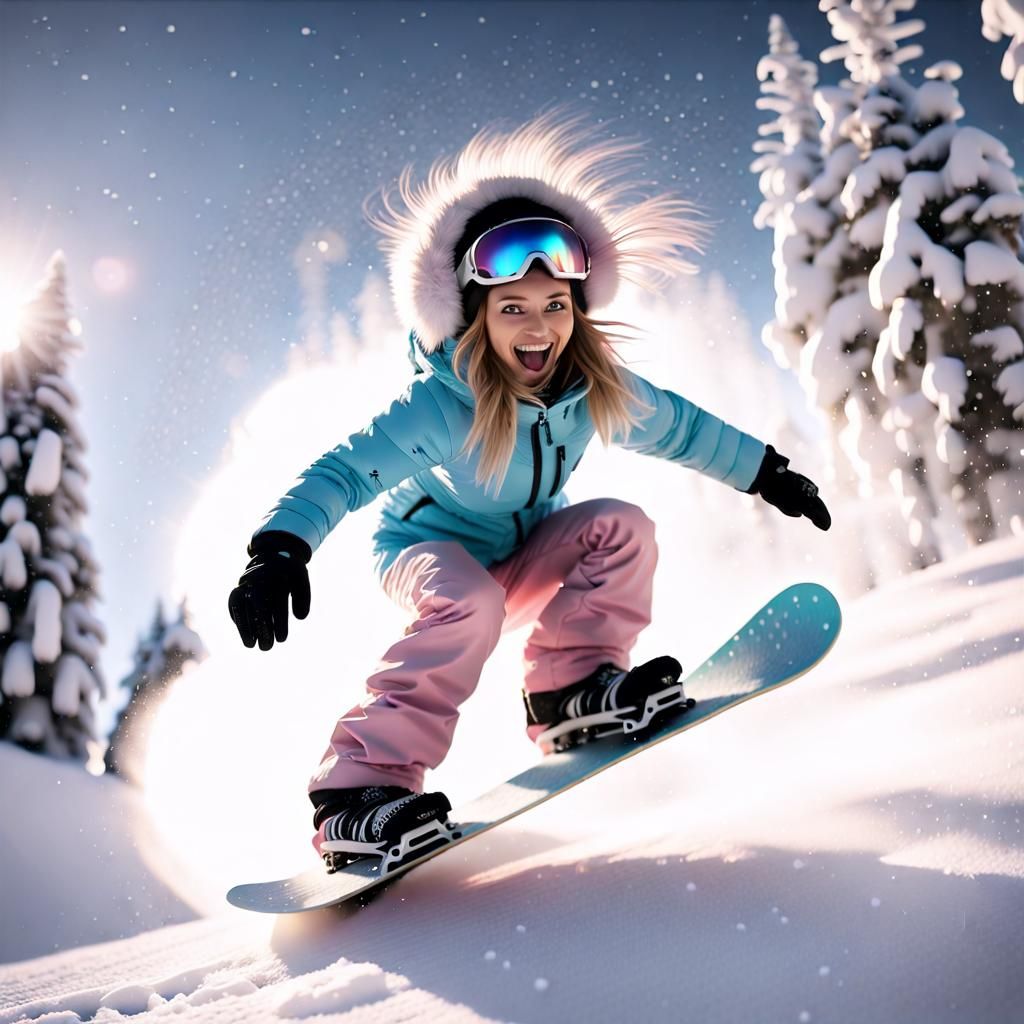 Winters Sports, Snowboarding cute girl