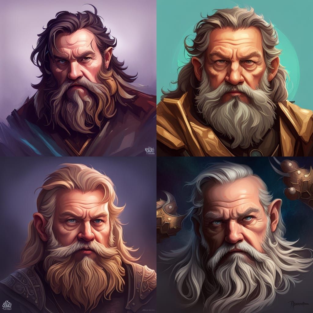 Noble Dwarf Portrait: Digital Art in Fantasy Style