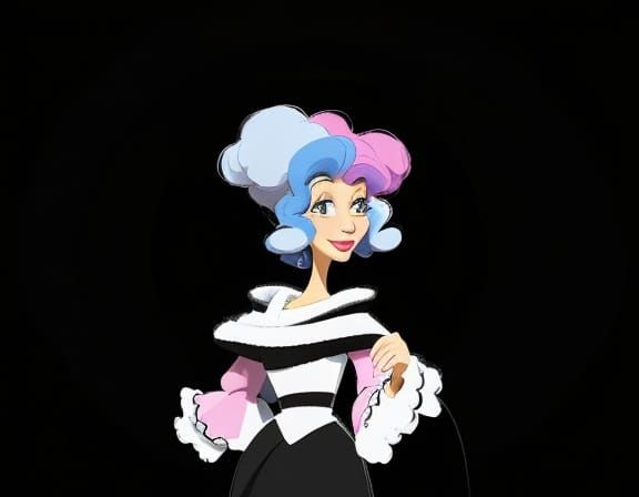 Whimsical Disney-Inspired Lady and Poodle