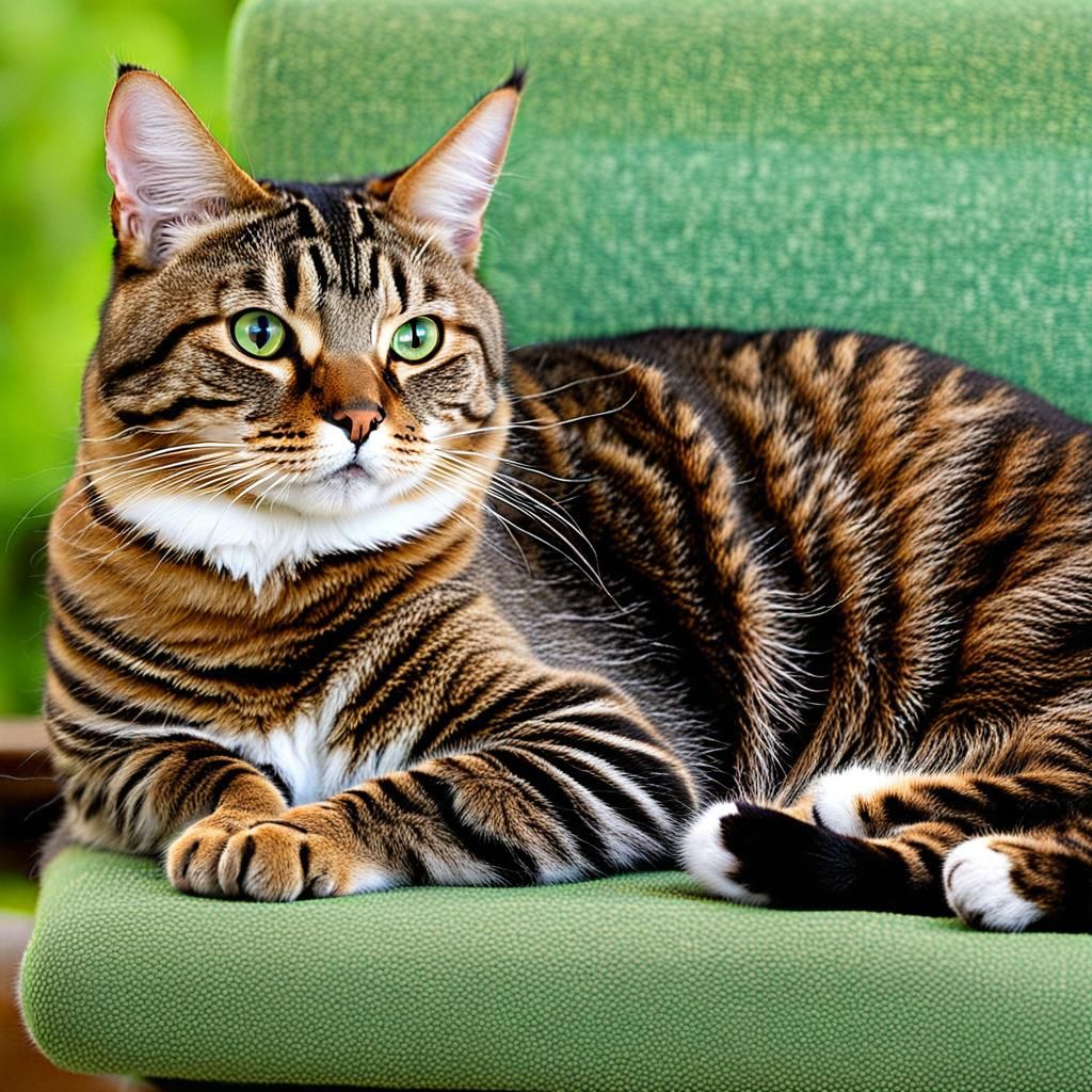 Lounging Brown Tabby Cat: A Digital Art Image