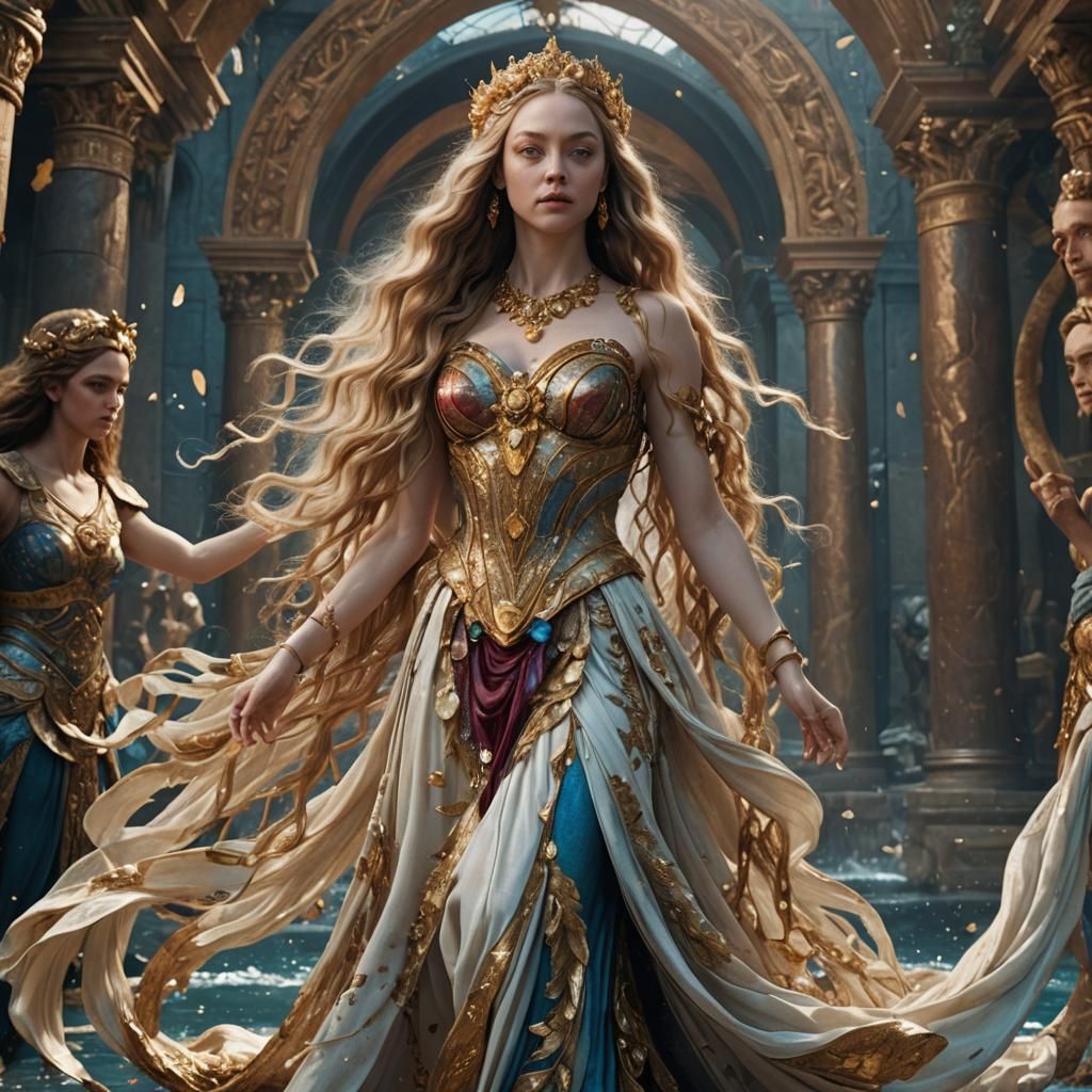 Aphrodite Portrait with Long Hair in Fantasy Style