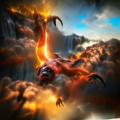 Fiery Monster Descending from the Heavens