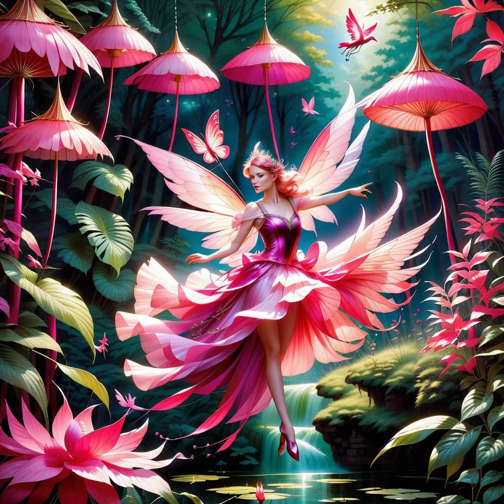 Fantasy Fairy Flight Through Enchanted Forest