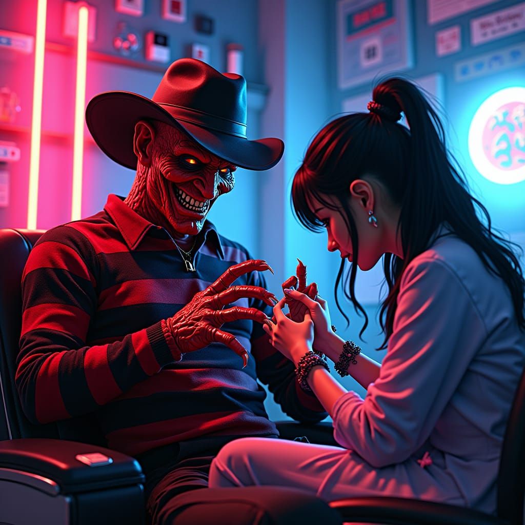 Freddy Krueger's Anime Nail Salon Makeover