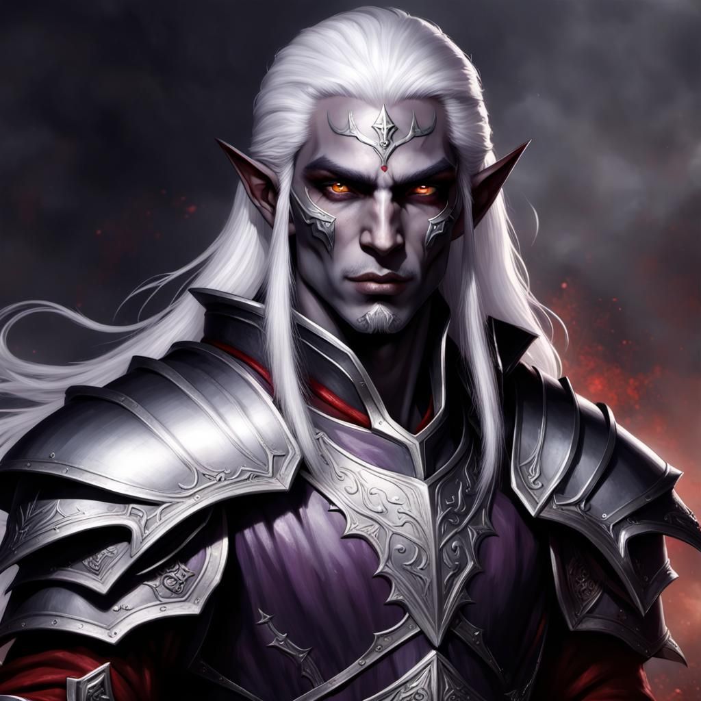 Drow Elf Warrior in Dark Fantasy Art