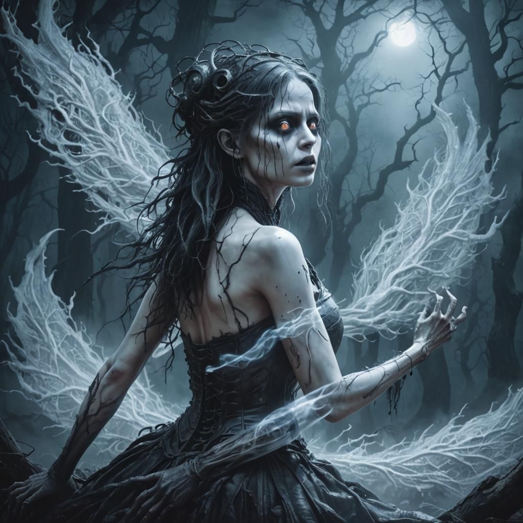 Haunted Forest at Midnight in Gothic Style