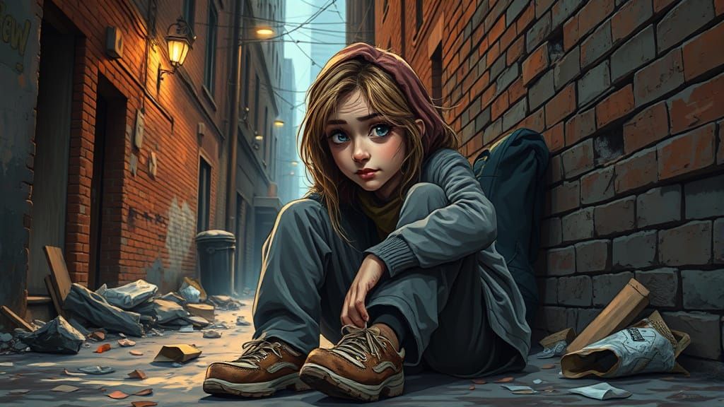 Gritty Urban Portrait of Resilience in Defeat