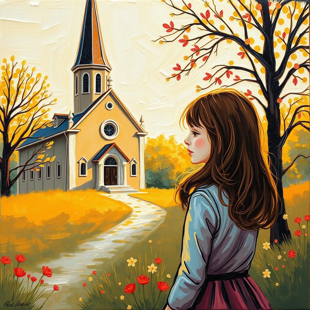 Girl near the church
