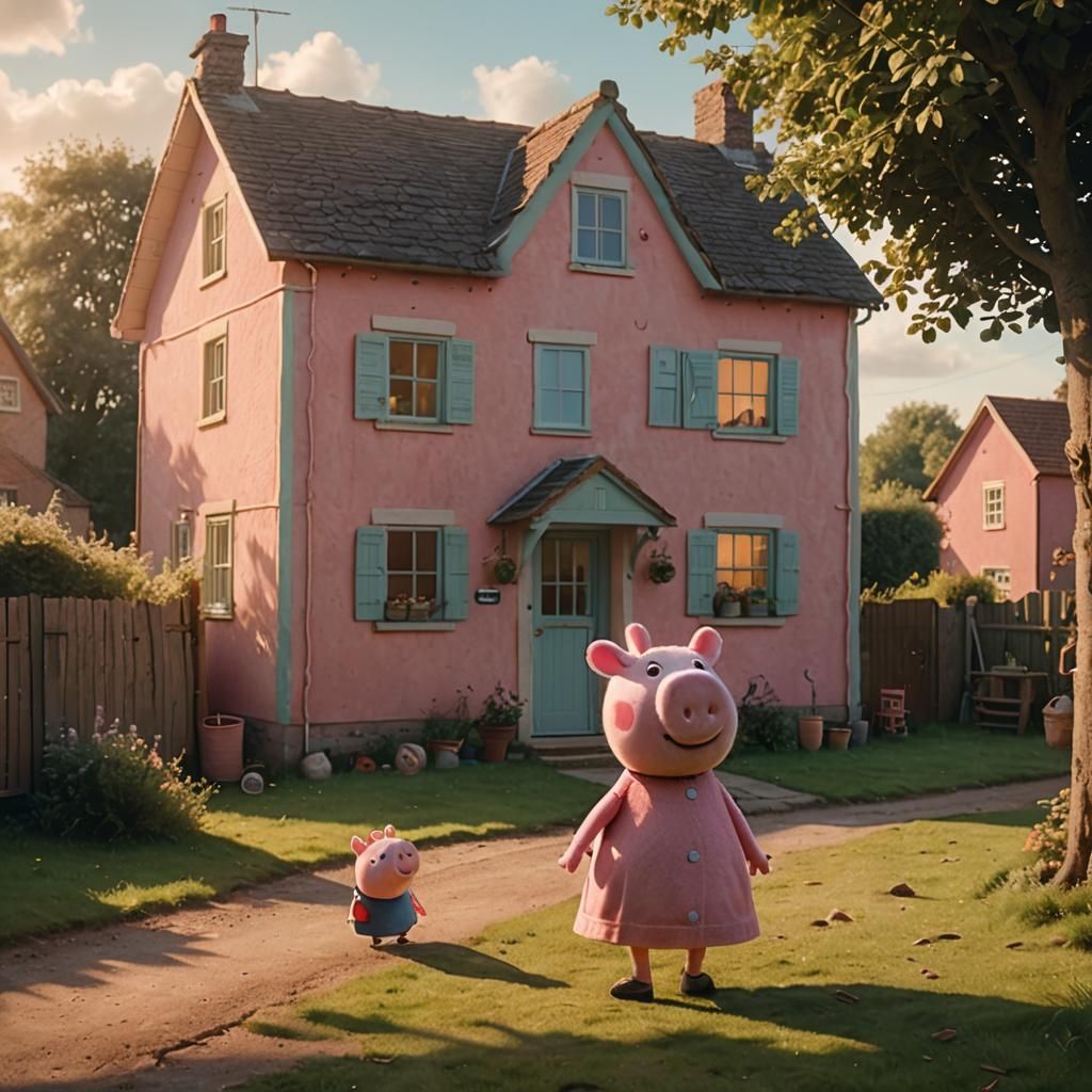 Peppa Pig Live-Action Film Still in Anderson Style