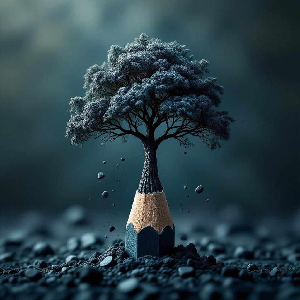 Pencil Transforms into Towering Graphite Tree