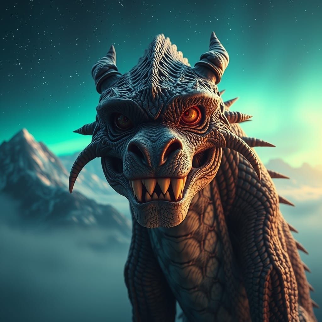 Hyper-Realistic Creature with a Human Smile in a Dreamlike L...