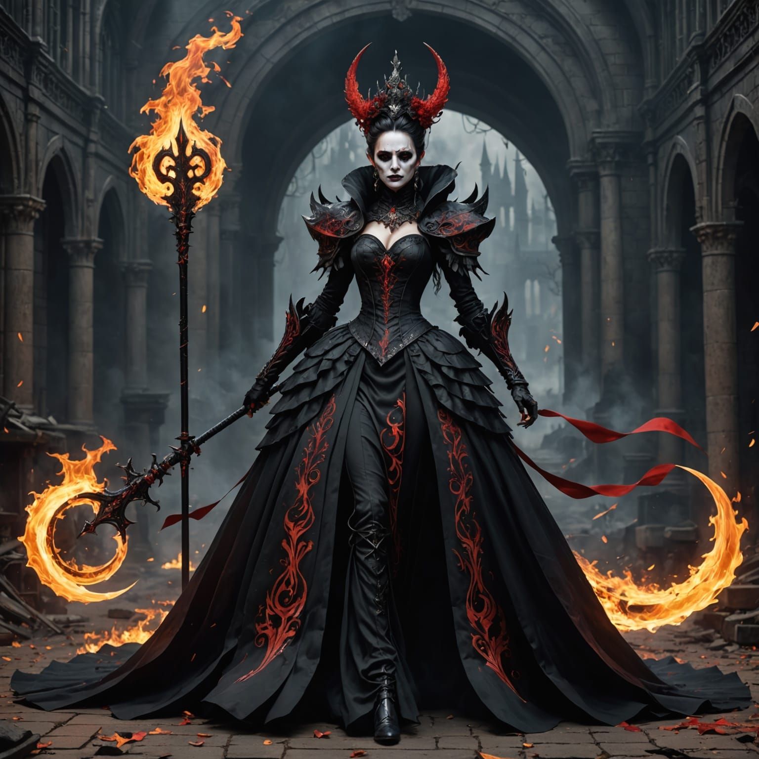 Gothic Fantasy Final Boss Queen Concept Art