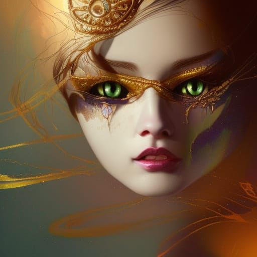 Cracked Doll Cat Portrait with Snake Eyes