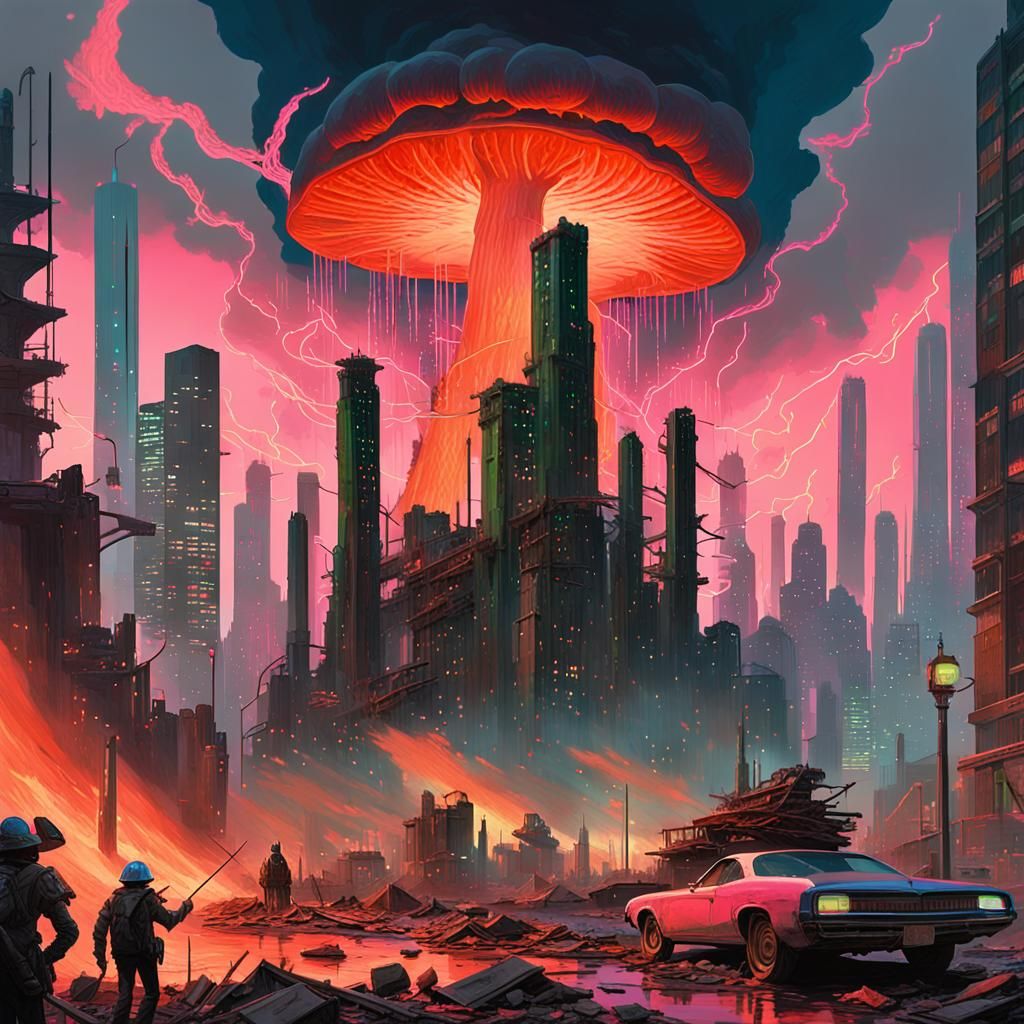 Apocalyptic Cityscape in Perpetual Twilight