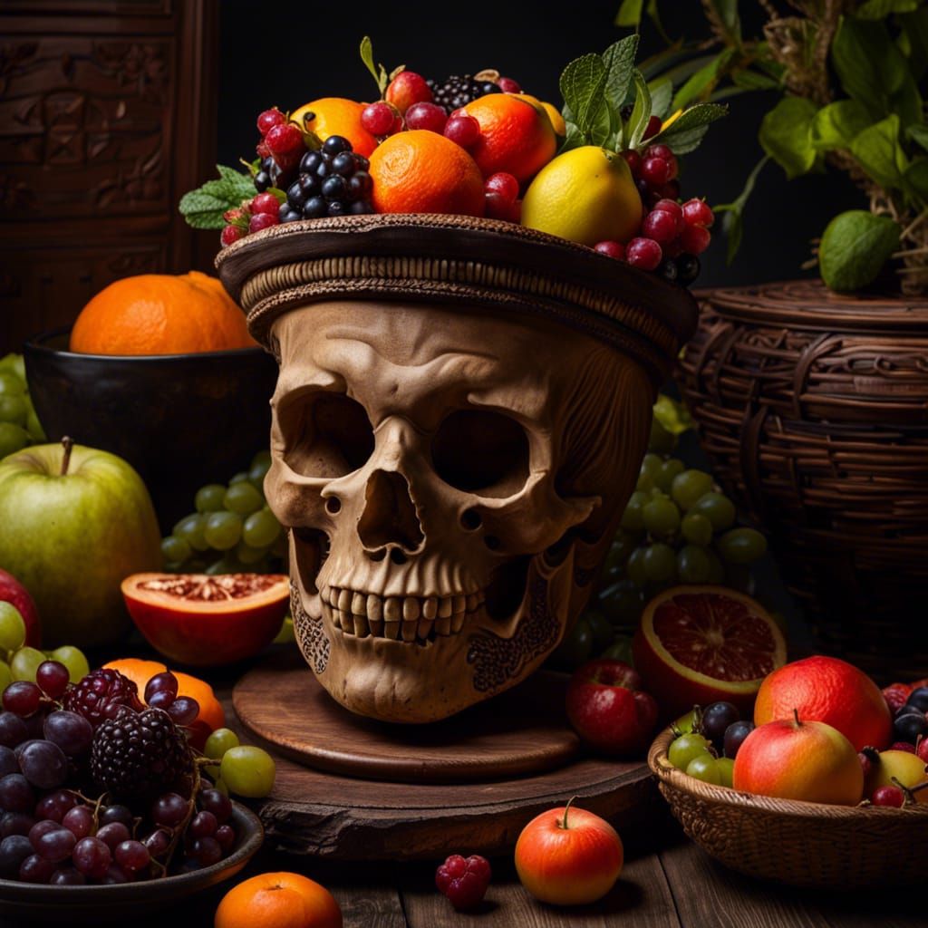 Viking Head Still Life: Detailed Matte Painting